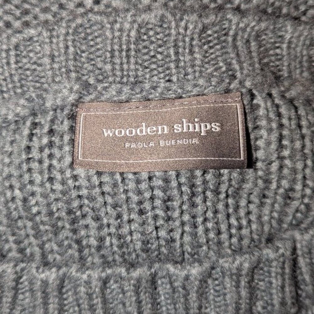 Wooden Ships Cable Knit Solid Oversized Cropped Relaxed Fit Sweater Top S/M - Picture 4 of 5